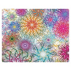 Psychedelic Flowers Yellow Abstract Psicodelia Premium Plush Fleece Blanket (medium)