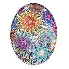 Psychedelic Flowers Yellow Abstract Psicodelia Oval Glass Fridge Magnet (4 Pack) by Modalart