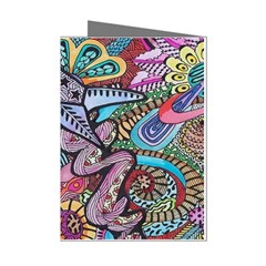 Psychedelic Flower Red Colors Yellow Abstract Psicodelia Mini Greeting Cards (pkg Of 8) by Modalart