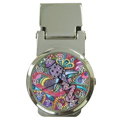 Psychedelic Flower Red Colors Yellow Abstract Psicodelia Money Clip Watches by Modalart