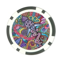 Psychedelic Flower Red Colors Yellow Abstract Psicodelia Poker Chip Card Guard by Modalart