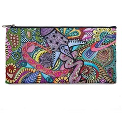 Psychedelic Flower Red Colors Yellow Abstract Psicodelia Pencil Case by Modalart