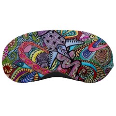 Psychedelic Flower Red Colors Yellow Abstract Psicodelia Sleep Mask by Modalart