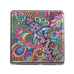 Psychedelic Flower Red Colors Yellow Abstract Psicodelia Memory Card Reader (square 5 Slot)