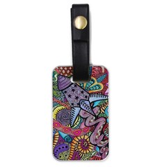 Psychedelic Flower Red Colors Yellow Abstract Psicodelia Luggage Tag (one Side)