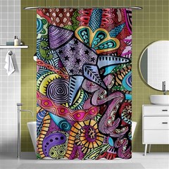 Psychedelic Flower Red Colors Yellow Abstract Psicodelia Shower Curtain 48  X 72  (small)  by Modalart