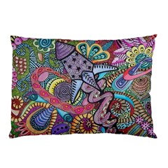 Psychedelic Flower Red Colors Yellow Abstract Psicodelia Pillow Case (two Sides)