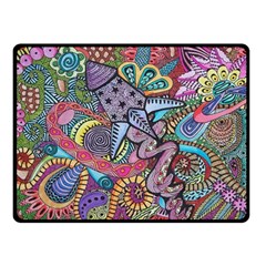 Psychedelic Flower Red Colors Yellow Abstract Psicodelia Two Sides Fleece Blanket (small) by Modalart