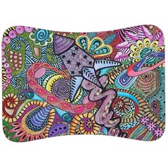 Psychedelic Flower Red Colors Yellow Abstract Psicodelia Velour Seat Head Rest Cushion by Modalart