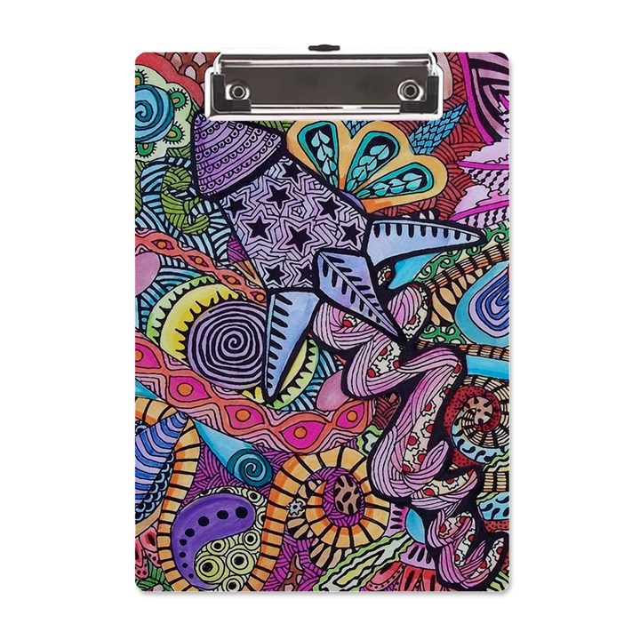 Psychedelic Flower Red Colors Yellow Abstract Psicodelia A5 Acrylic Clipboard