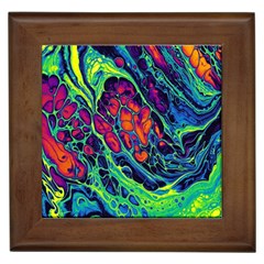 Color Colorful Geoglyser Abstract Holographic Framed Tile by Modalart