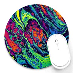 Color Colorful Geoglyser Abstract Holographic Round Mousepad by Modalart