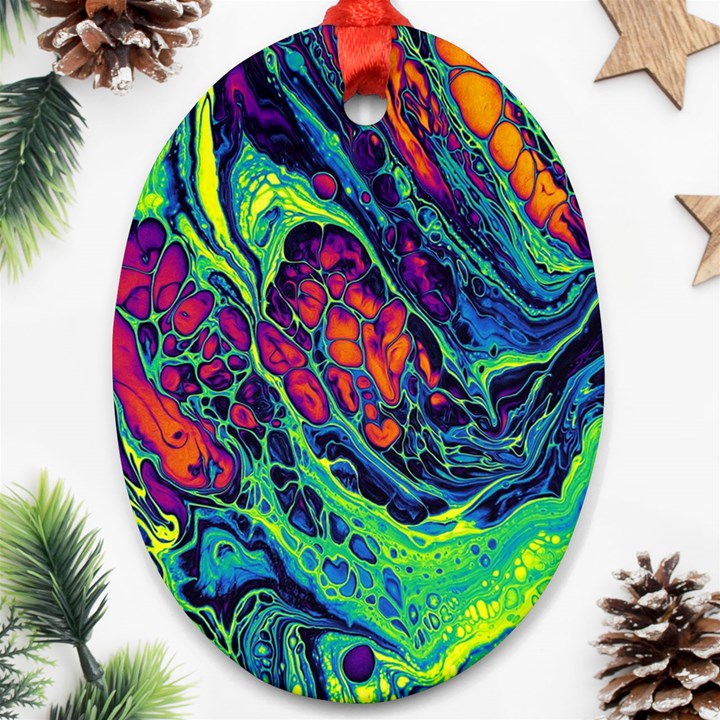 Color Colorful Geoglyser Abstract Holographic Ornament (Oval)