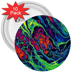 Color Colorful Geoglyser Abstract Holographic 3  Buttons (10 Pack)  by Modalart