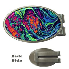 Color Colorful Geoglyser Abstract Holographic Money Clips (oval) 