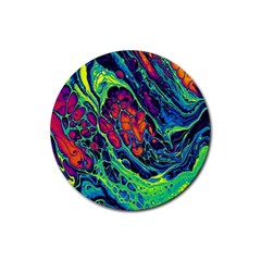 Color Colorful Geoglyser Abstract Holographic Rubber Coaster (round) by Modalart