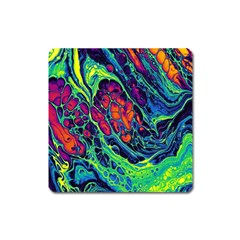 Color Colorful Geoglyser Abstract Holographic Square Magnet by Modalart