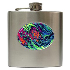 Color Colorful Geoglyser Abstract Holographic Hip Flask (6 Oz) by Modalart