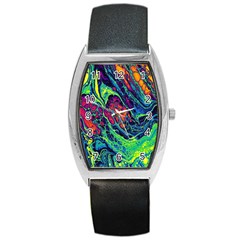 Color Colorful Geoglyser Abstract Holographic Barrel Style Metal Watch by Modalart