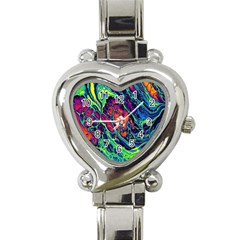 Color Colorful Geoglyser Abstract Holographic Heart Italian Charm Watch by Modalart