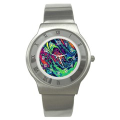 Color Colorful Geoglyser Abstract Holographic Stainless Steel Watch by Modalart