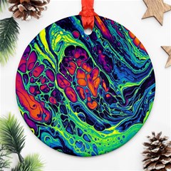 Color Colorful Geoglyser Abstract Holographic Round Ornament (two Sides)