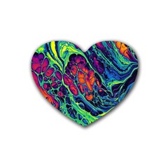 Color Colorful Geoglyser Abstract Holographic Rubber Coaster (heart) by Modalart