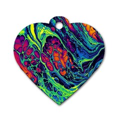 Color Colorful Geoglyser Abstract Holographic Dog Tag Heart (one Side) by Modalart