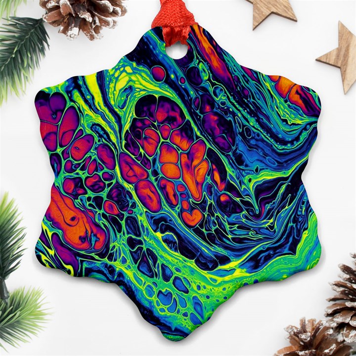 Color Colorful Geoglyser Abstract Holographic Ornament (Snowflake)