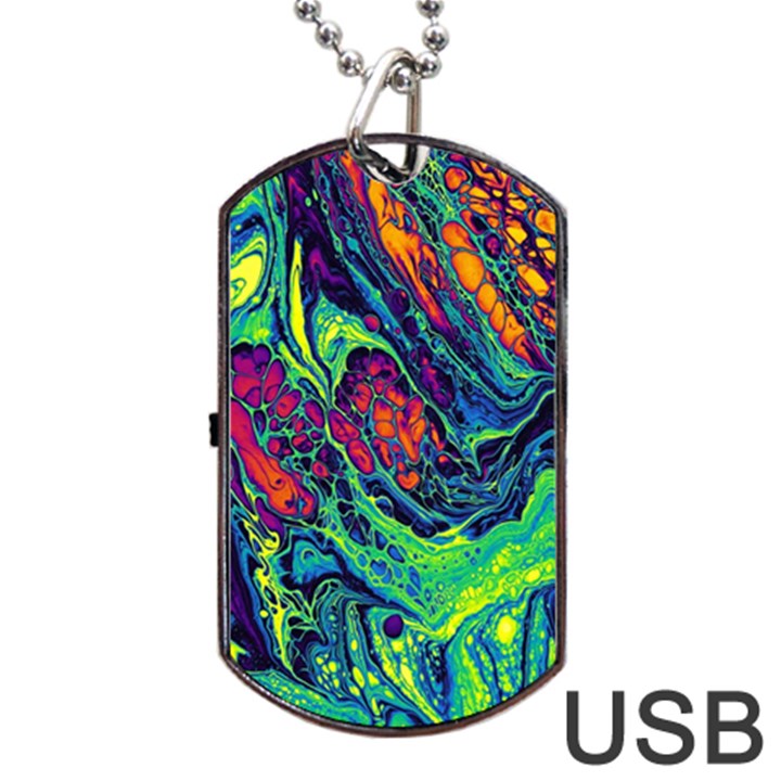 Color Colorful Geoglyser Abstract Holographic Dog Tag USB Flash (Two Sides)