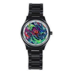 Color Colorful Geoglyser Abstract Holographic Stainless Steel Round Watch by Modalart