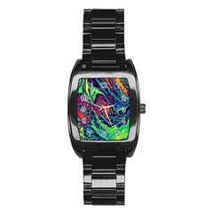 Color Colorful Geoglyser Abstract Holographic Stainless Steel Barrel Watch by Modalart