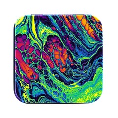 Color Colorful Geoglyser Abstract Holographic Square Metal Box (black) by Modalart