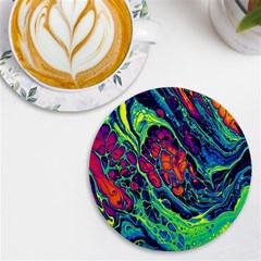 Color Colorful Geoglyser Abstract Holographic Uv Print Round Tile Coaster by Modalart