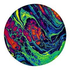 Color Colorful Geoglyser Abstract Holographic Round Glass Fridge Magnet (4 Pack) by Modalart