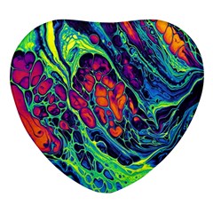 Color Colorful Geoglyser Abstract Holographic Heart Glass Fridge Magnet (4 Pack) by Modalart