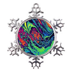 Color Colorful Geoglyser Abstract Holographic Metal Large Snowflake Ornament by Modalart