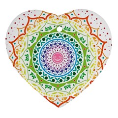 Mandala Pattern Rainbow Pride Ornament (heart)