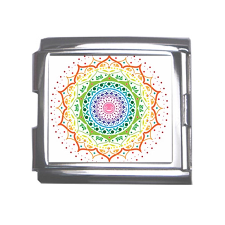 Mandala Pattern Rainbow Pride Mega Link Italian Charm (18mm)