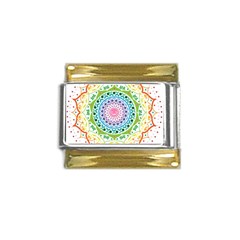 Mandala Pattern Rainbow Pride Gold Trim Italian Charm (9mm) by Vaneshop