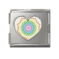 Mandala Pattern Rainbow Pride Mega Link Heart Italian Charm (18mm) by Vaneshop