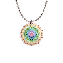 Mandala Pattern Rainbow Pride 1  Button Necklace by Vaneshop