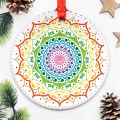 Mandala Pattern Rainbow Pride Round Ornament (two Sides)