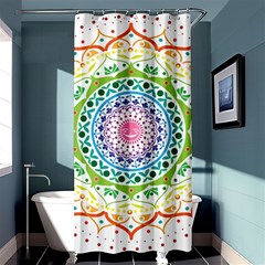 Mandala Pattern Rainbow Pride Shower Curtain 36  X 72  (stall)  by Vaneshop