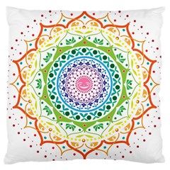 Mandala Pattern Rainbow Pride Large Cushion Case (two Sides) by Vaneshop