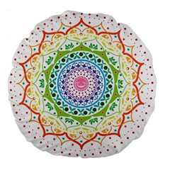 Mandala Pattern Rainbow Pride Large 18  Premium Flano Round Cushions by Vaneshop