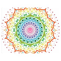 Mandala Pattern Rainbow Pride Two Sides Premium Plush Fleece Blanket (medium) by Vaneshop