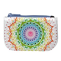 Mandala Pattern Rainbow Pride Large Coin Purse by Vaneshop