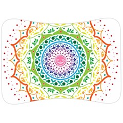 Mandala Pattern Rainbow Pride Velour Seat Head Rest Cushion by Vaneshop