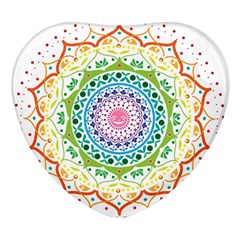 Mandala Pattern Rainbow Pride Heart Glass Fridge Magnet (4 Pack) by Vaneshop